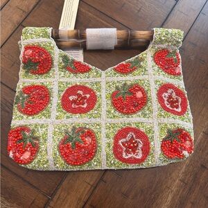 Handcrafted Beaded Tomato Design Bag